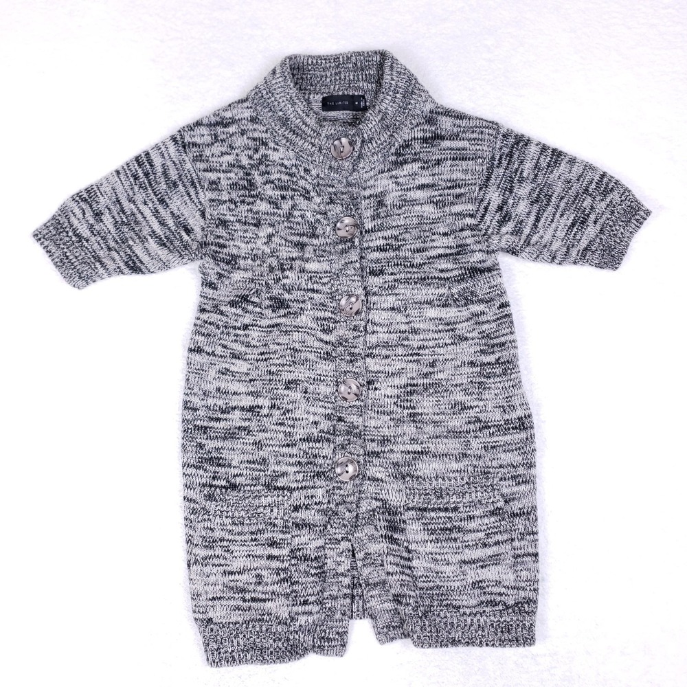 The Limited Gray Wool Blend‎ Short Sleeve Cardigan Sweater Medium Soft Grunge